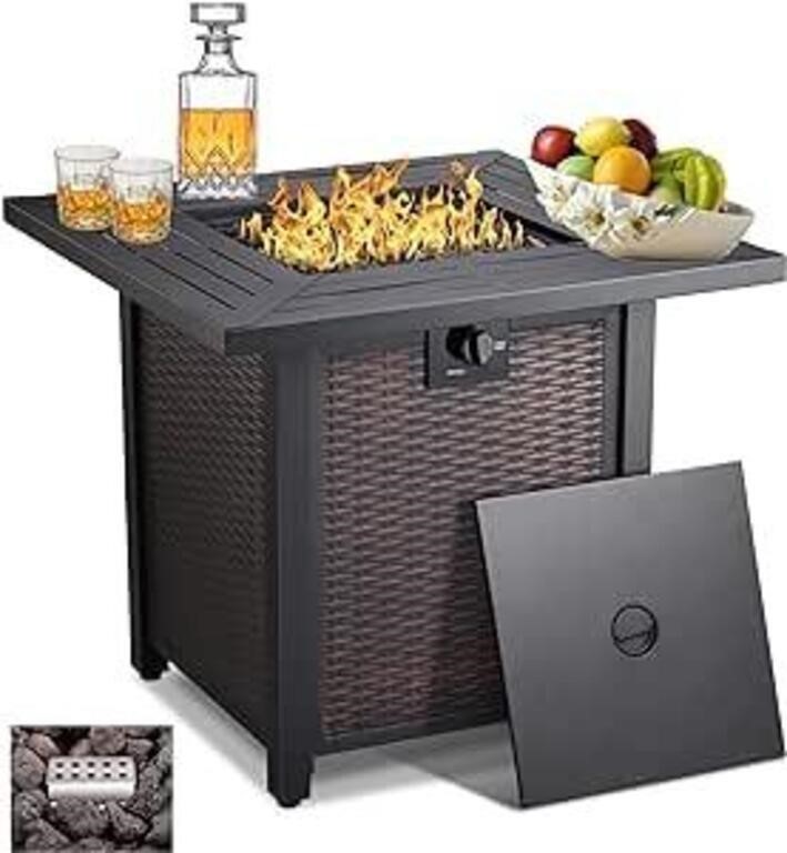Rattan-Look Propane Fire Pit Table