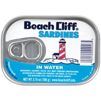 Beach Cliff Sardines in Water 3.75Oz Cans, 12ct