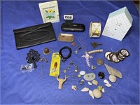 Glass Case, Sea Shells, Jewelry Pieces,