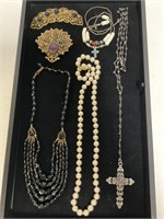 Costume Jewelry, Vintage Brooches, Rosary &