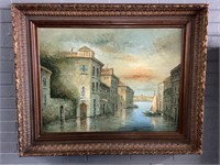 Oil On Canvas Painting, Venice Scene, 51in X 61in
