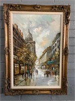 Oil On Canvas Street Scene, Signed Jacques,44 X 31