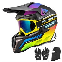 OUMURS Adult ATV Dirt Bike Helmet with Goggles