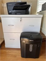 Two Drawer Filing Cabinet, Printer, Shredder