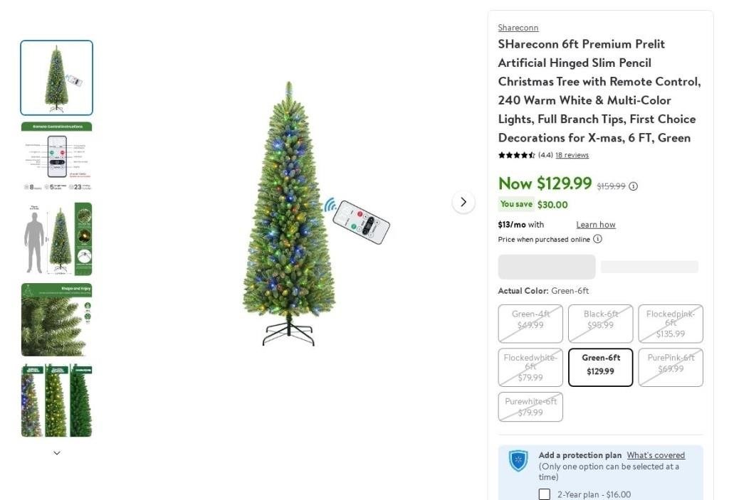 W4018  Premium 6ft Hinged Slim X-mas Tree