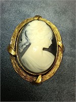 Gold Toned Cameo Brooch