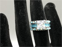 3 Piece Turquoise and Diamond Solitaire Rings