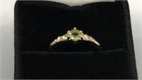 Beautiful Light Green, Diamond and Gold Ring