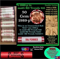 THIS AUCTION ONLY! BU Shotgun Lincoln 1c roll, 198