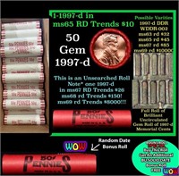 THIS AUCTION ONLY! BU Shotgun Lincoln 1c roll, 199