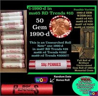 THIS AUCTION ONLY! BU Shotgun Lincoln 1c roll, 199