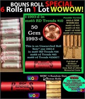 THIS AUCTION ONLY! BU Shotgun Lincoln 1c roll, 199