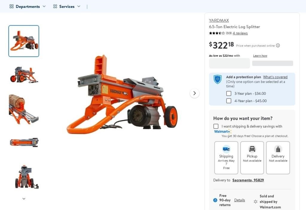 B8187  YARDMAX 6.5-Ton Electric Log Splitter