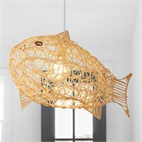 Danimarca Fish-Shaped Lantern Rattan Woven Pendan