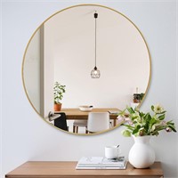 42 Inch Round Mirror Brushed Gold Mirror for Wall