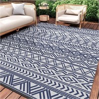 N7148  SIXHOME Outdoor Rug 6x9 Blue and Wh...